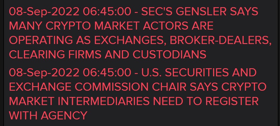 Image in @MarioNawfal's post: 🚨Breaking:🚨 SEC Chair Gensler says crypto market intermediaries need to register with the agency. G…