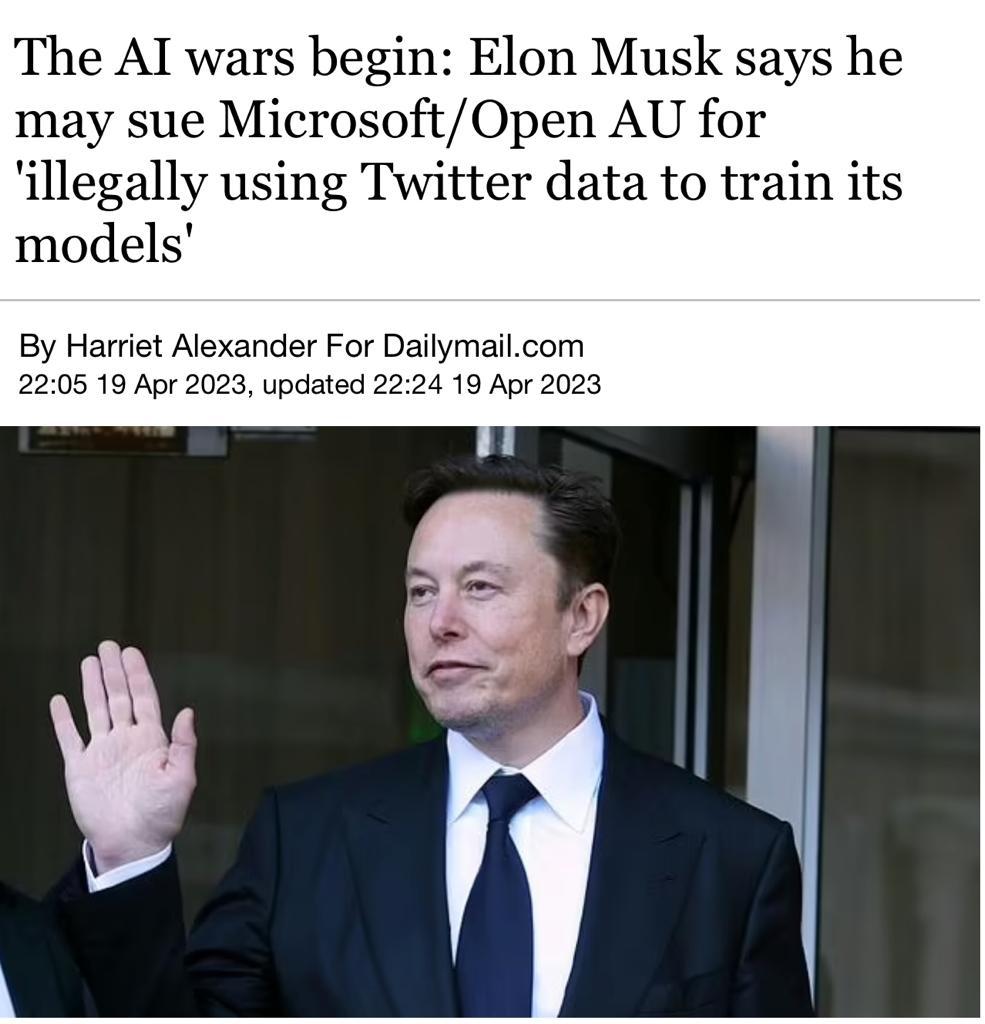 Image in @MarioNawfal's post: #BREAKING: Elon Musk to Sue Microsoft
Elon Musk tweeted that he may sue Microsoft after claiming t…