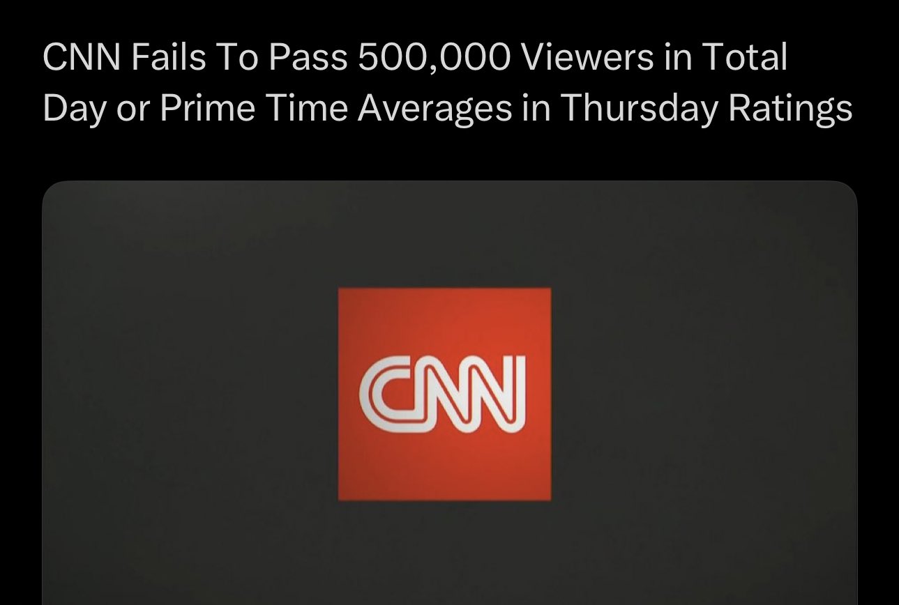 Image in @MarioNawfal's post: CNN viewership, similar to the rest of mainstream media, is collapsing.
Traditional media, both ri…