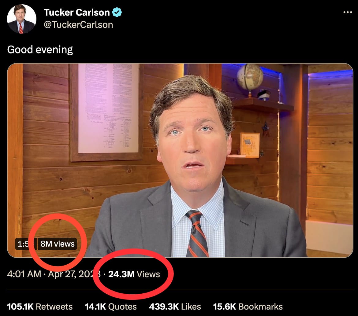 Image in @MarioNawfal's post: Tucker’s show had an audience of 3m listeners.
Mainstream media is dead. Twitter is the new media.…