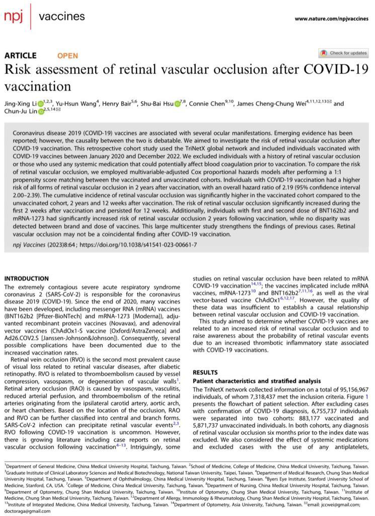 Image in @MarioNawfal's post: BREAKING: COVID-19 Vaccine Can Cause Blindness
A group of scientists recently conducted a study th…