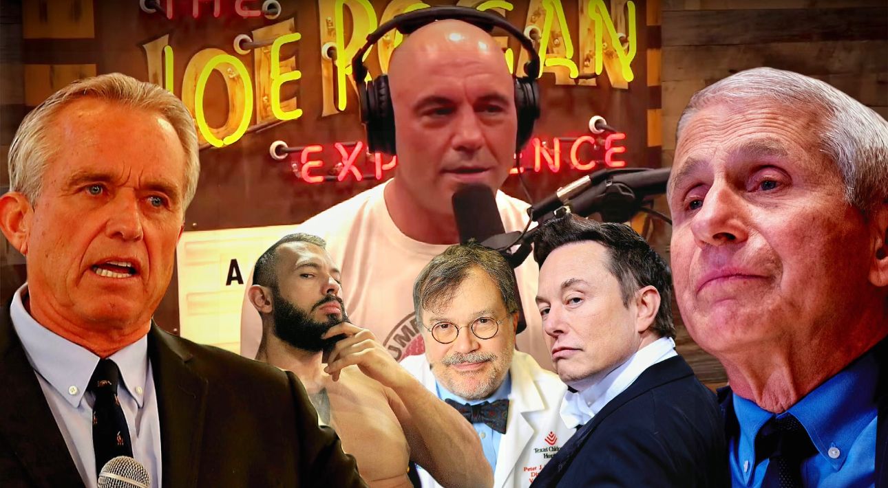 Image in @MarioNawfal's post: RFK Jr Attacks Fauci & Vaccines, Dr Hotez Hits Back | Joe Rogan, Elon & Tate Join Choose Sides in $…