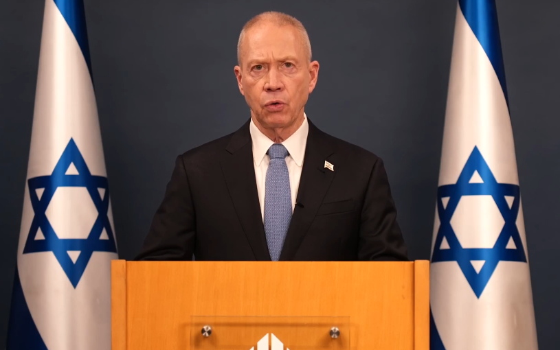 Image in @MarioNawfal's post: 🚨Minister of Defence of Israel: We will wipe Hamas off the face of the earth
