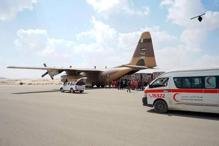 Image in @MarioNawfal's post: 🚨PICTURES: The first Jordanian aid plane arrives at Al-Arish Airport Egypt report in preparation fo…