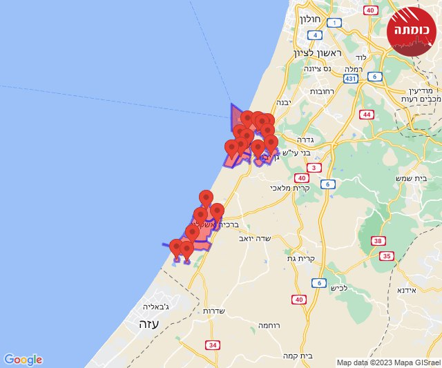Image in @MarioNawfal's post: 🚨 JUST IN - Hama Al-Qassam Brigades bomb Ashkelon and Ashdod in Gaza with dozens of missiles in re…