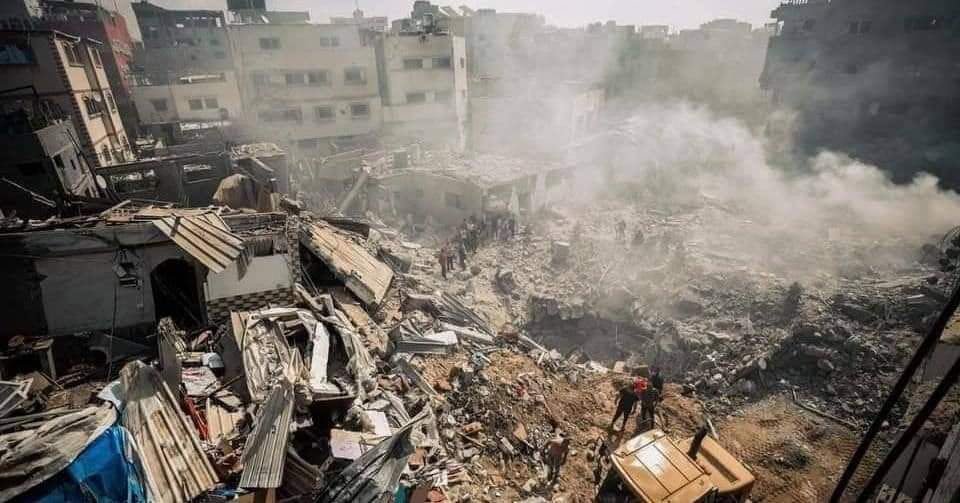 Image in @MarioNawfal's post: 🚨 FOOTAGE - Remains of a square in Gaza https://t.co/iYXXjTDd5U