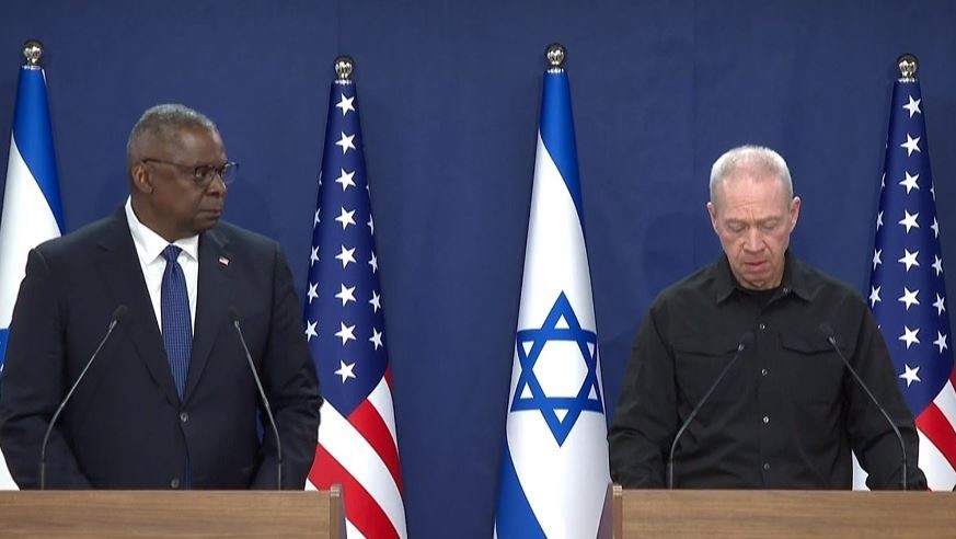 Image in @MarioNawfal's post: 🚨 JUST IN: Highlights from the press conference by the Defense Ministers of Israel and the United S…