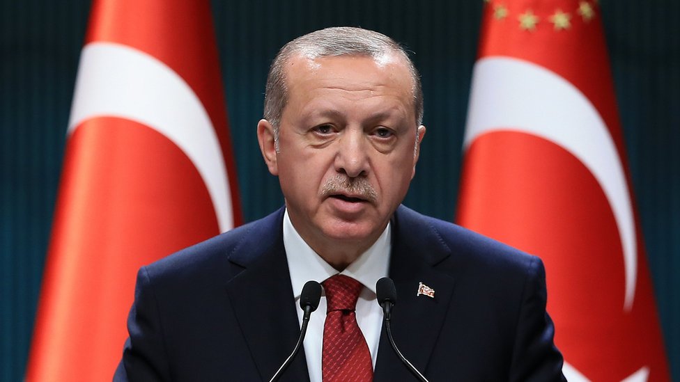 Image in @MarioNawfal's post: 🚨JUST IN: Turkish President Recep Tayyip Erdoğan
"The decision not to bring essential materials in…