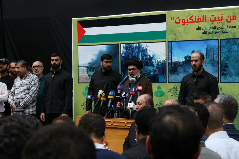 Image in @MarioNawfal's post: 🚨JUST IN: Hezbollah condemning:
"The deliberate international failure to identify those who opened…