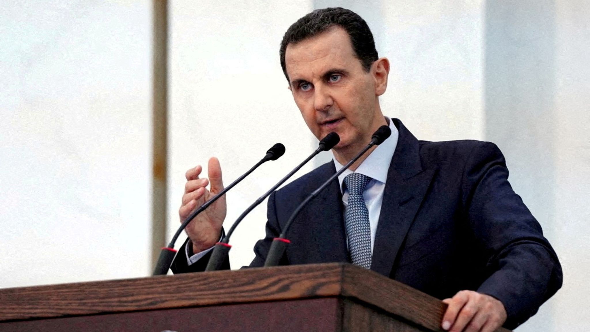 Image in @MarioNawfal's post: 🚨JUST IN: The Syrian President, Baschar al-Assad:
"Denying the Palestinians' right to establish th…