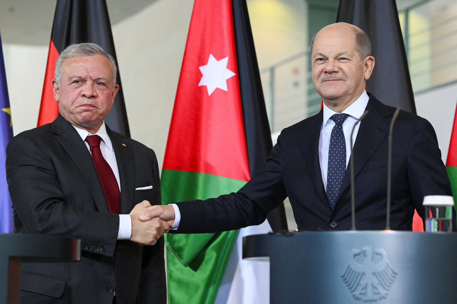 Image in @MarioNawfal's post: 🚨JUST IN: The King of Jordan, Abdullah II, said today at a press conference with German Chancellor …