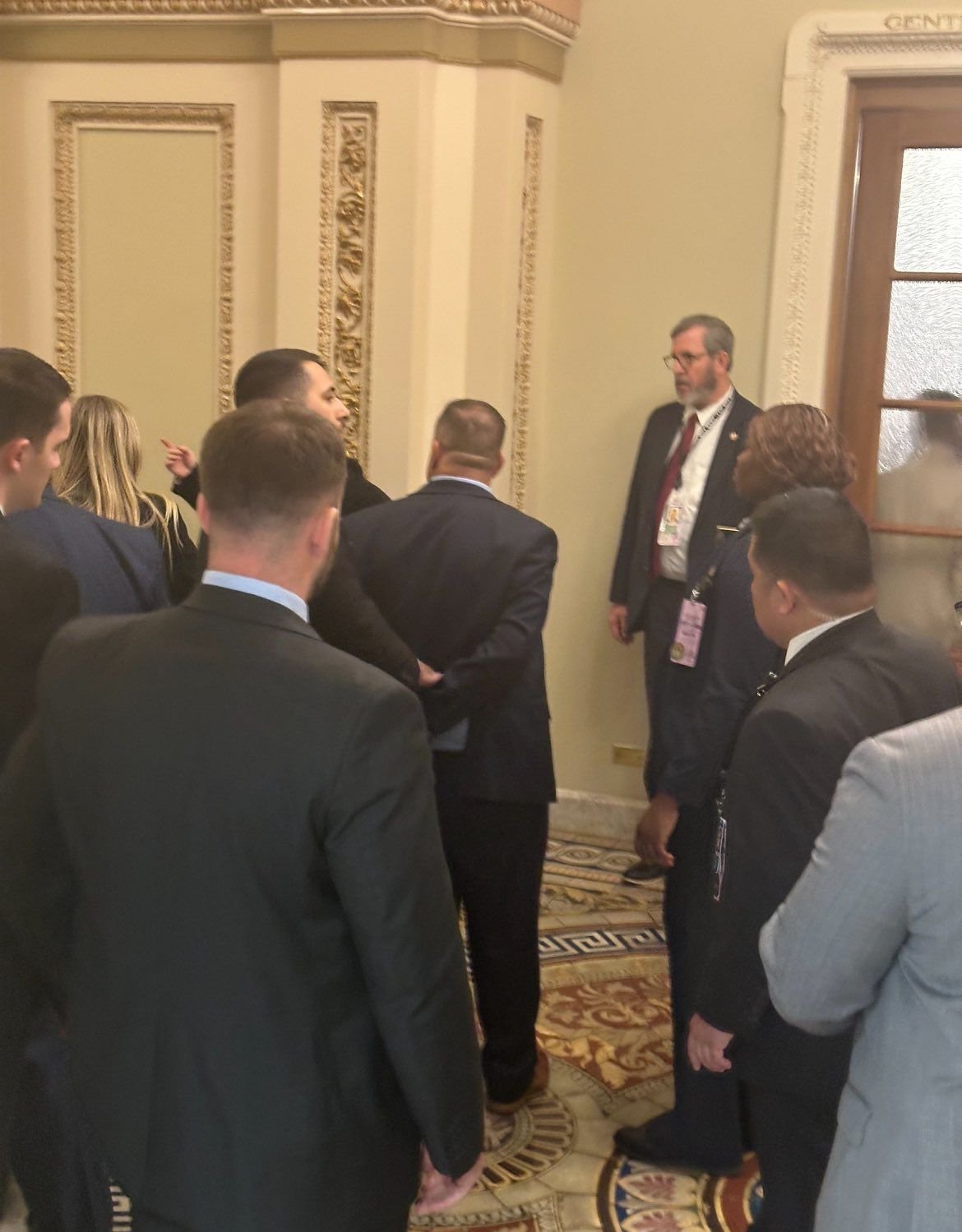 Image in @MarioNawfal's post: 🚨🇺🇸 STEVE NIKOUI ARRESTED FOR INTERRUPTING BIDEN https://t.co/8cc51pAh25
