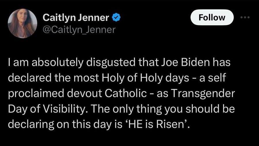 Image in @MarioNawfal's post: 🚨🇺🇸CAITLYN JENNER: I'M DISGUSTED BY BIDEN
"I am absolutely disgusted that Joe Biden has declared t…