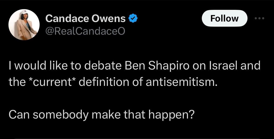 Image in @MarioNawfal's post: 🚨 CANDACE OWENS VS. BEN SHAPIRO SHOWDOWN — BIGGER THAN TYSON VS. PAUL?
Former Daily Wire host Cand…