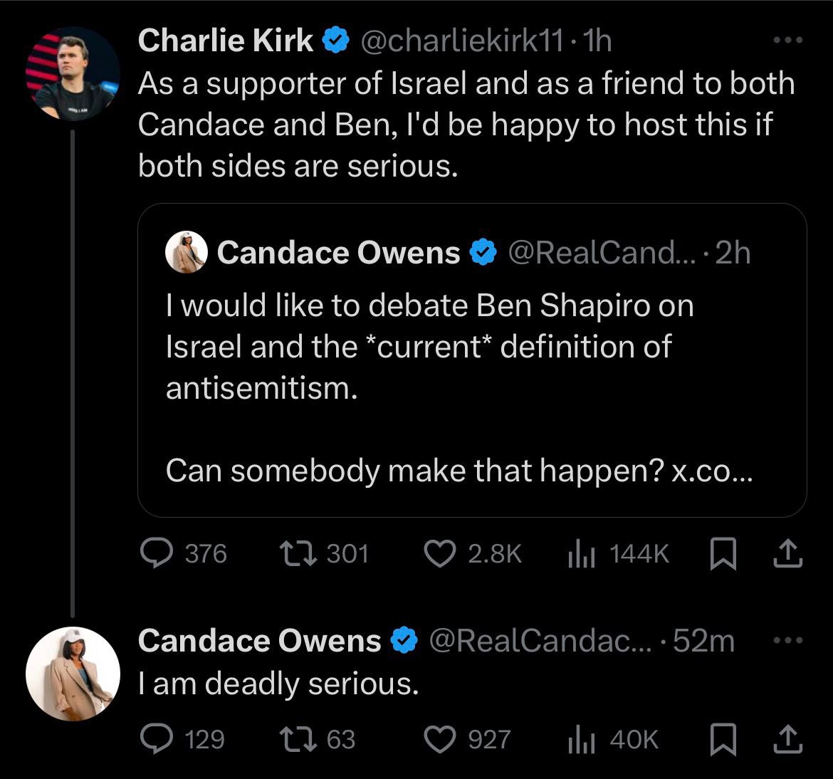 Image in @MarioNawfal's post: 🚨 CANDACE OWENS VS. BEN SHAPIRO SHOWDOWN — BIGGER THAN TYSON VS. PAUL?
Former Daily Wire host Cand…