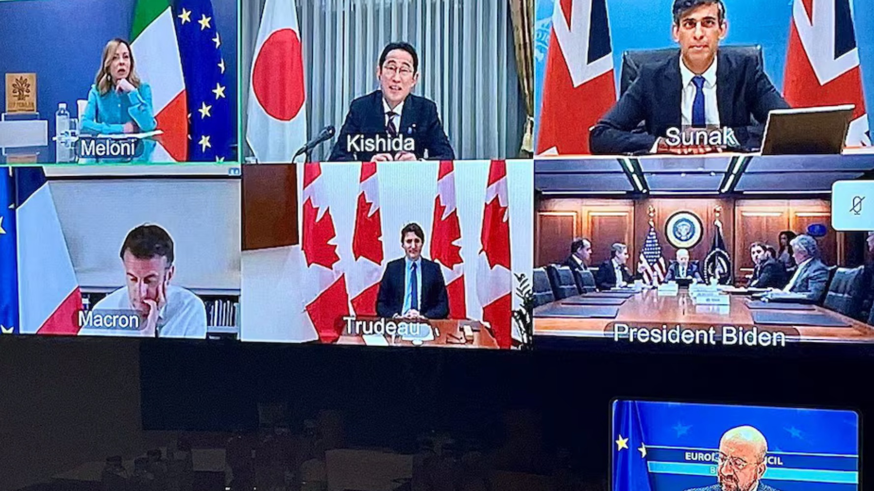 Image in @MarioNawfal's post: 🇺🇸G7 ZOOM CALL: WE CONDEMN IRAN - WE SUPPORT ISRAEL
"Biden spoke by secure video with the leaders…