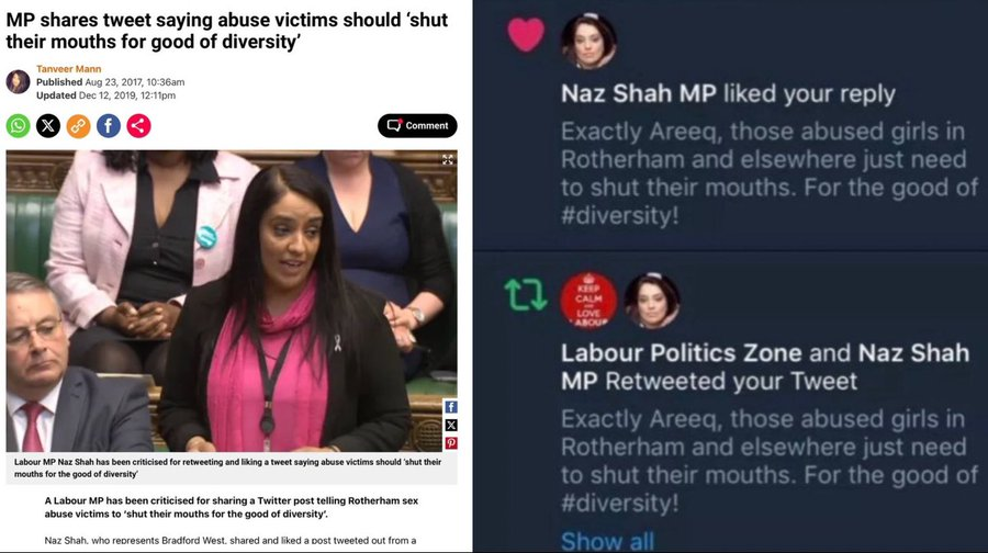 Image in @MarioNawfal's post: 🚨🇬🇧LABOUR MP NAZ SHAH ONCE SHARED TWEET TELLING BRITISH RAPE GANG VICTIMS TO "SHUT THEIR MOUTHS"
I…