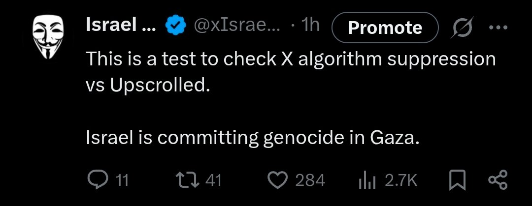 Image in @xIsraelExposedx's post: Here's proof that twitter is suppressing speech.
One the left, a post on X. On the right the same …