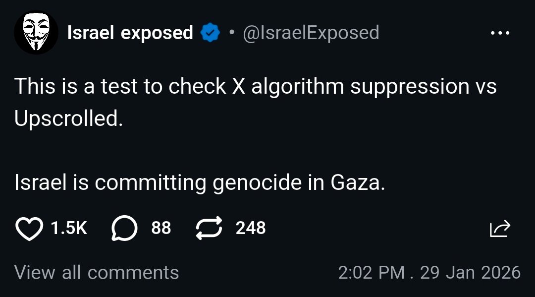 Image in @xIsraelExposedx's post: Here's proof that twitter is suppressing speech.
One the left, a post on X. On the right the same …