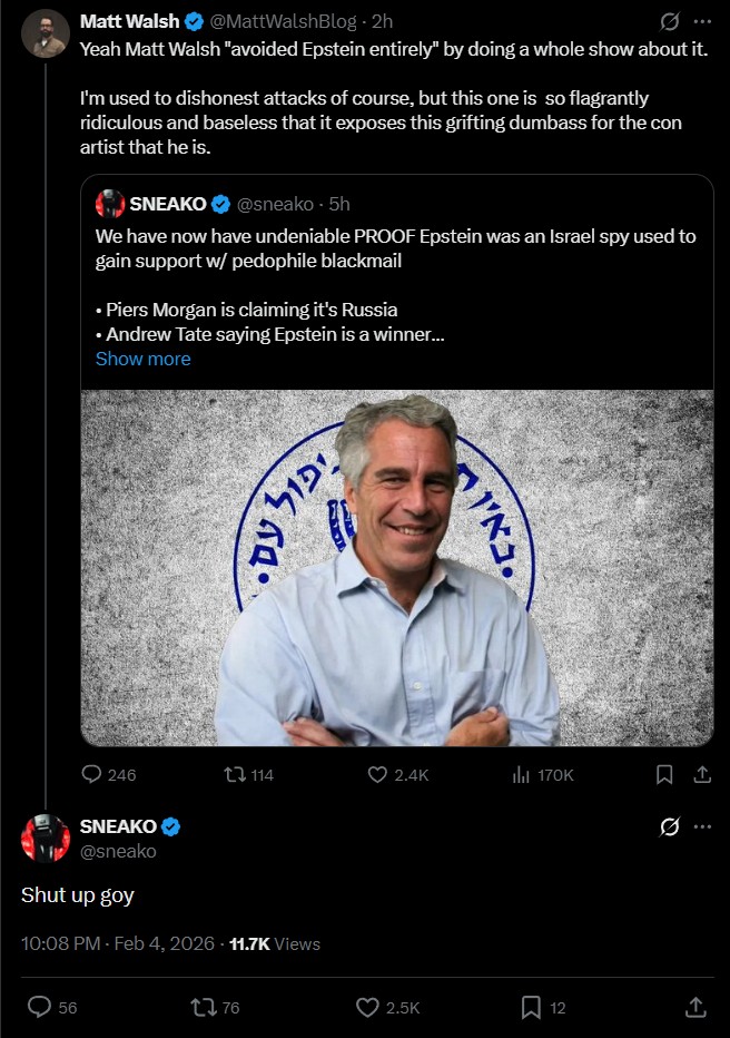 Image in @sneako's post: Fuck everybody covering up for Epstein https://t.co/tQMO0vPHDO