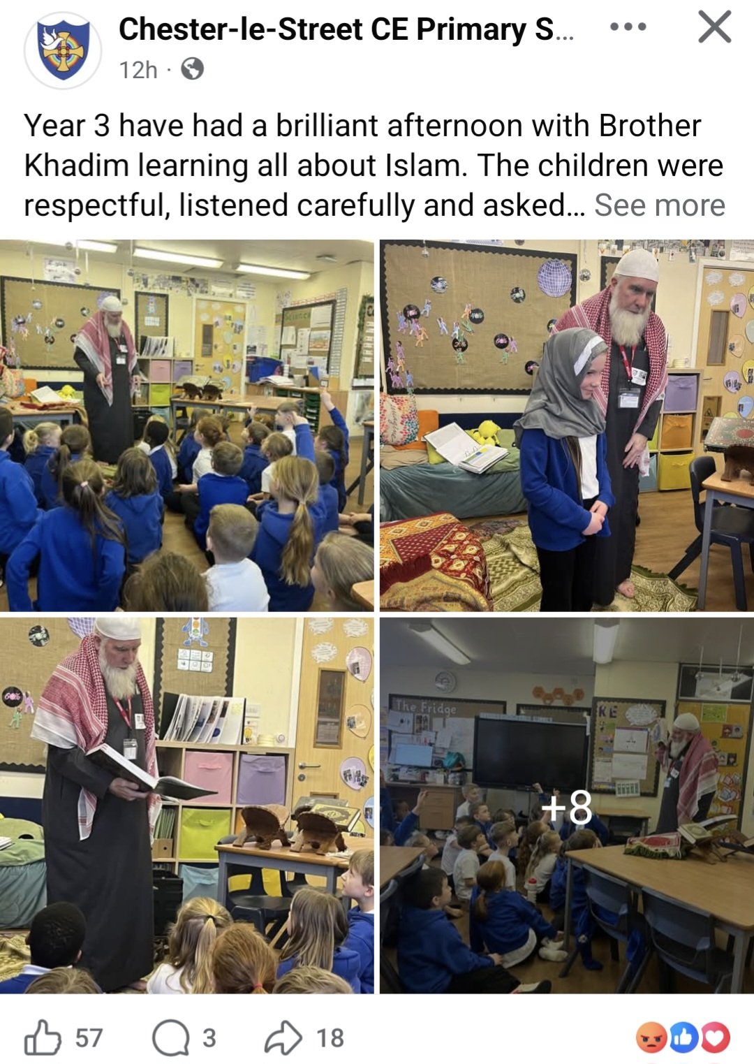 Image in @IfindRetards's post: Year 3 students at this CHRISTIAN school in the UK being taught about Islam including how to wear a…