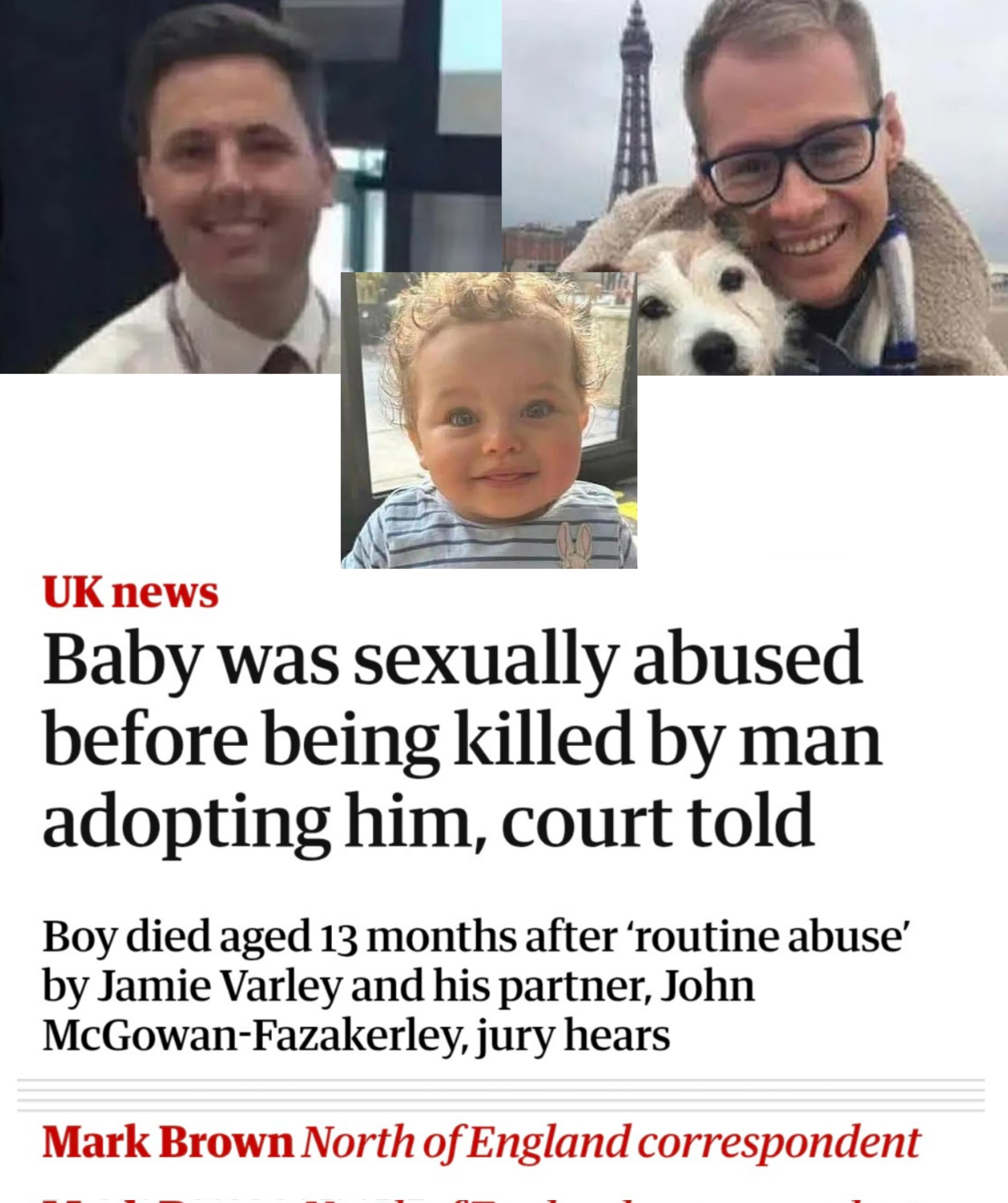 Image in @IfindRetards's post: Varley & his partner John are accused of se#ually assaulting 14 month old baby who they were in…