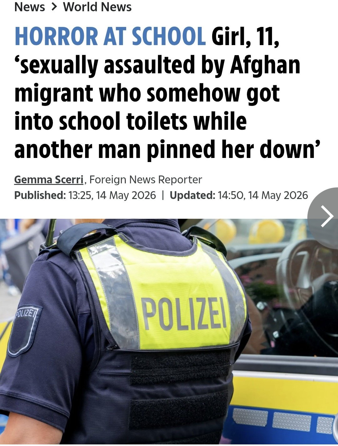 Image in @IfindRetards's post: Germany in the headlines again.
An Afghan man, 20, is accused of cornering an 11 yr old in a horr…