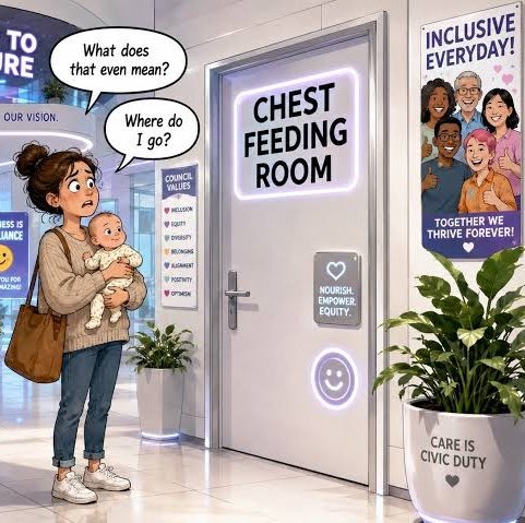 Image in @IfindRetards's post: Absolute madness
City of Greater Geelong has changed their breastfeeding rooms to "Chest feeding …