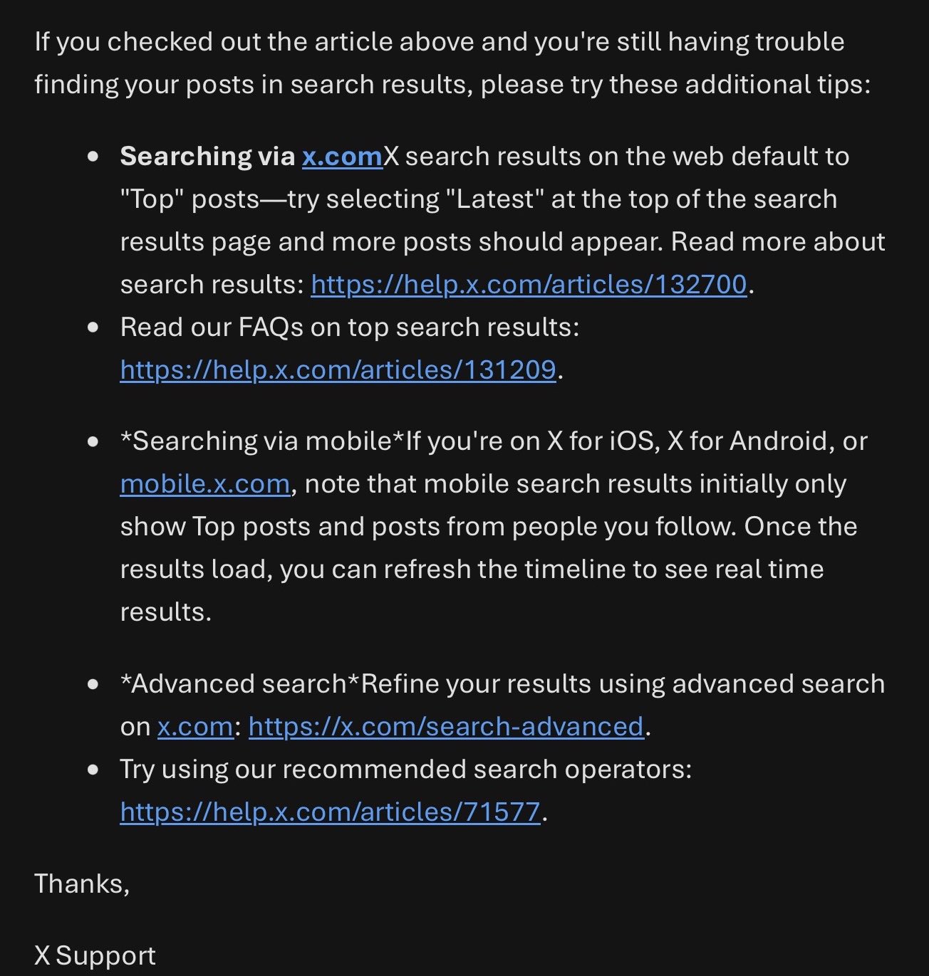 Image in @Wallface's post: I contacted @Support/@premium about a Professional Account restriction and got a search troubleshoo…