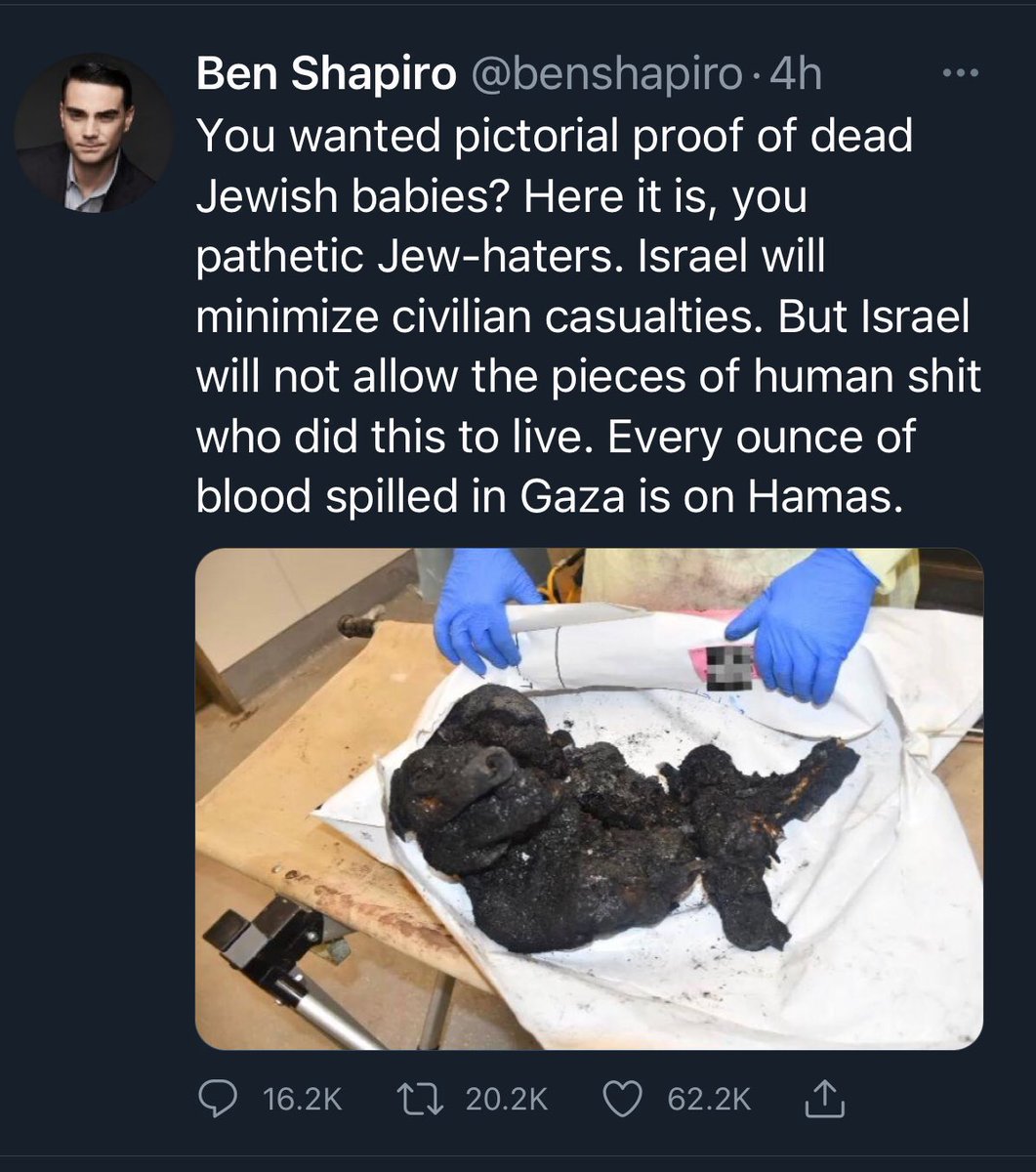Image in @xIsraelExposedx's post: Friendly reminder that Israelis & their minions faked burned images of babies from Oct 7, in an…