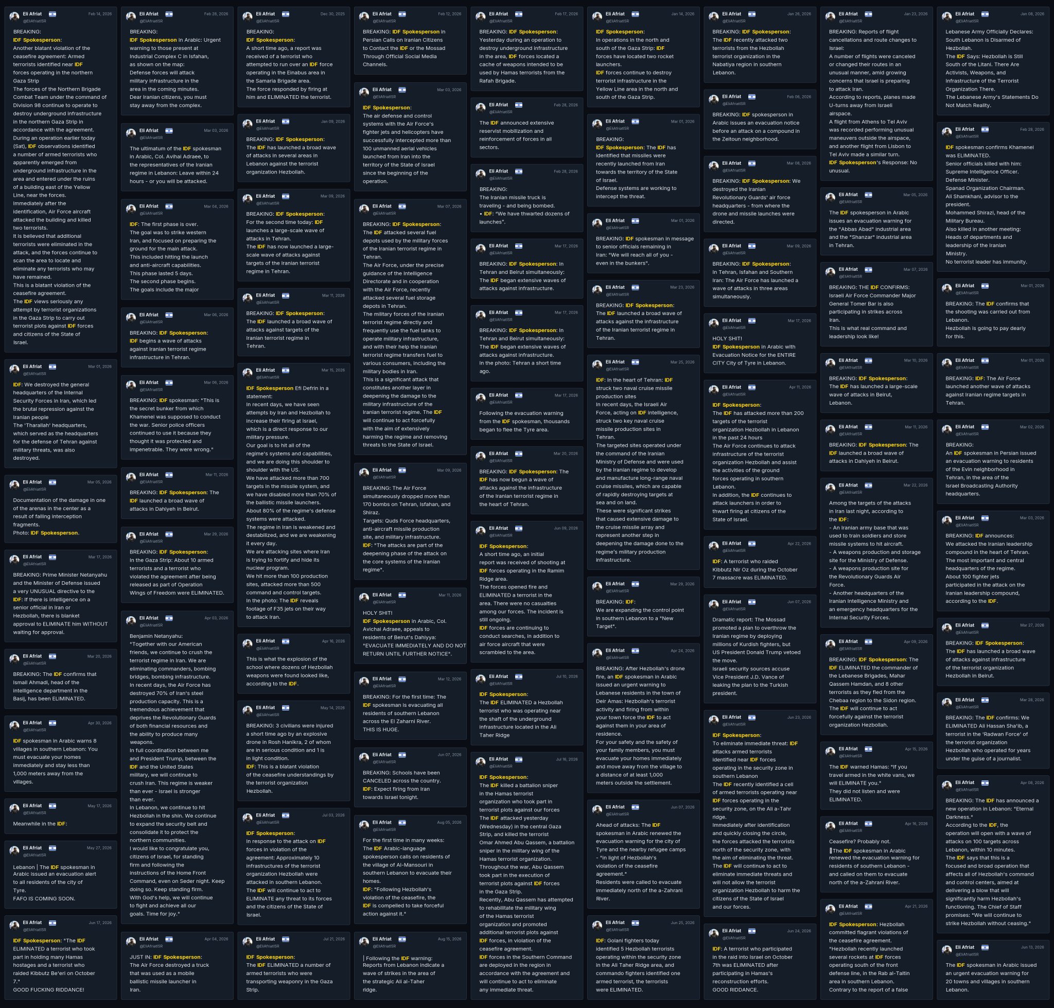 Image in @Wallface's post: Here are 288 IDF reprints from @EliAfriatISR.
He sources Hamas 32 times:
hostages, deal terms, Ham…
