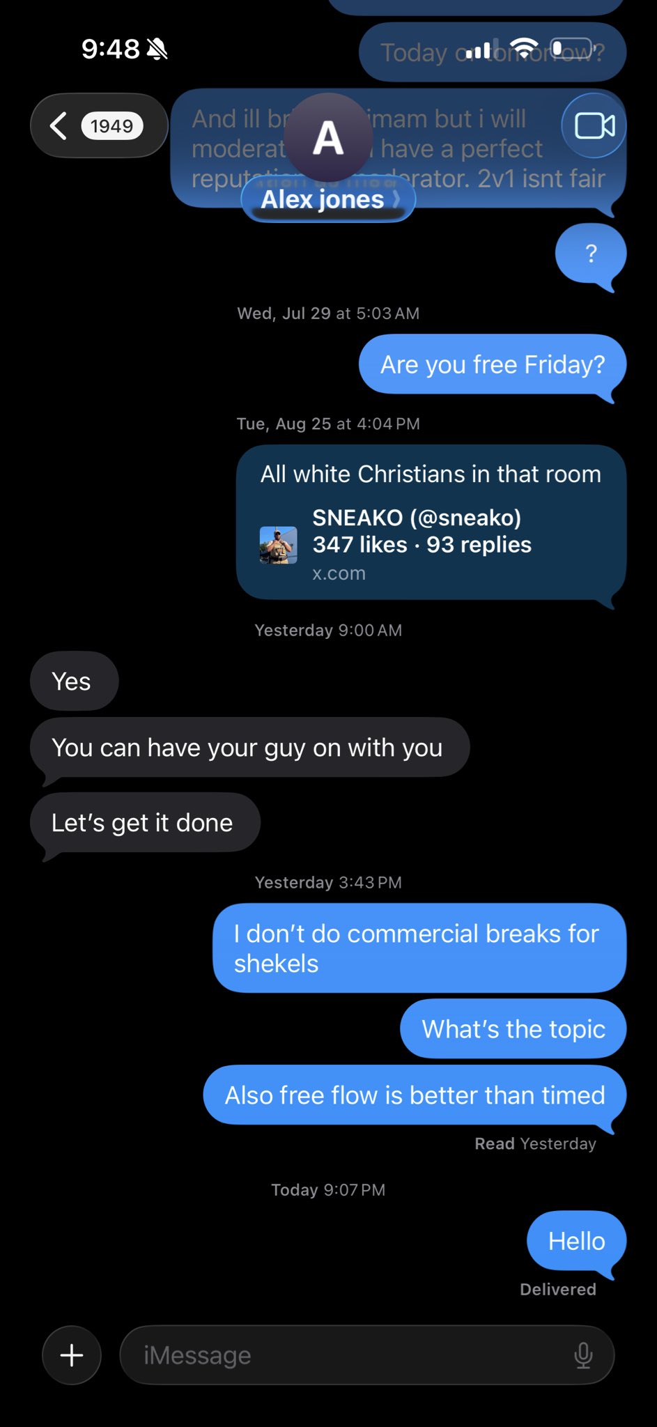 Image in @sneako's post: Pathetic. https://t.co/ZXX4ZIfcFW