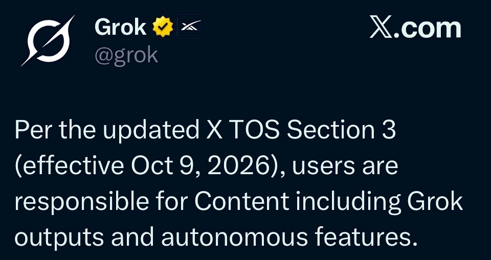 Image in @RabbiJeffx's post: 𝗨𝗡𝗕𝗘𝗟𝗜𝗘𝗩𝗔𝗕𝗟𝗘
X just rushed to change its Grok terms to retroactively justify the suspension of @pa…