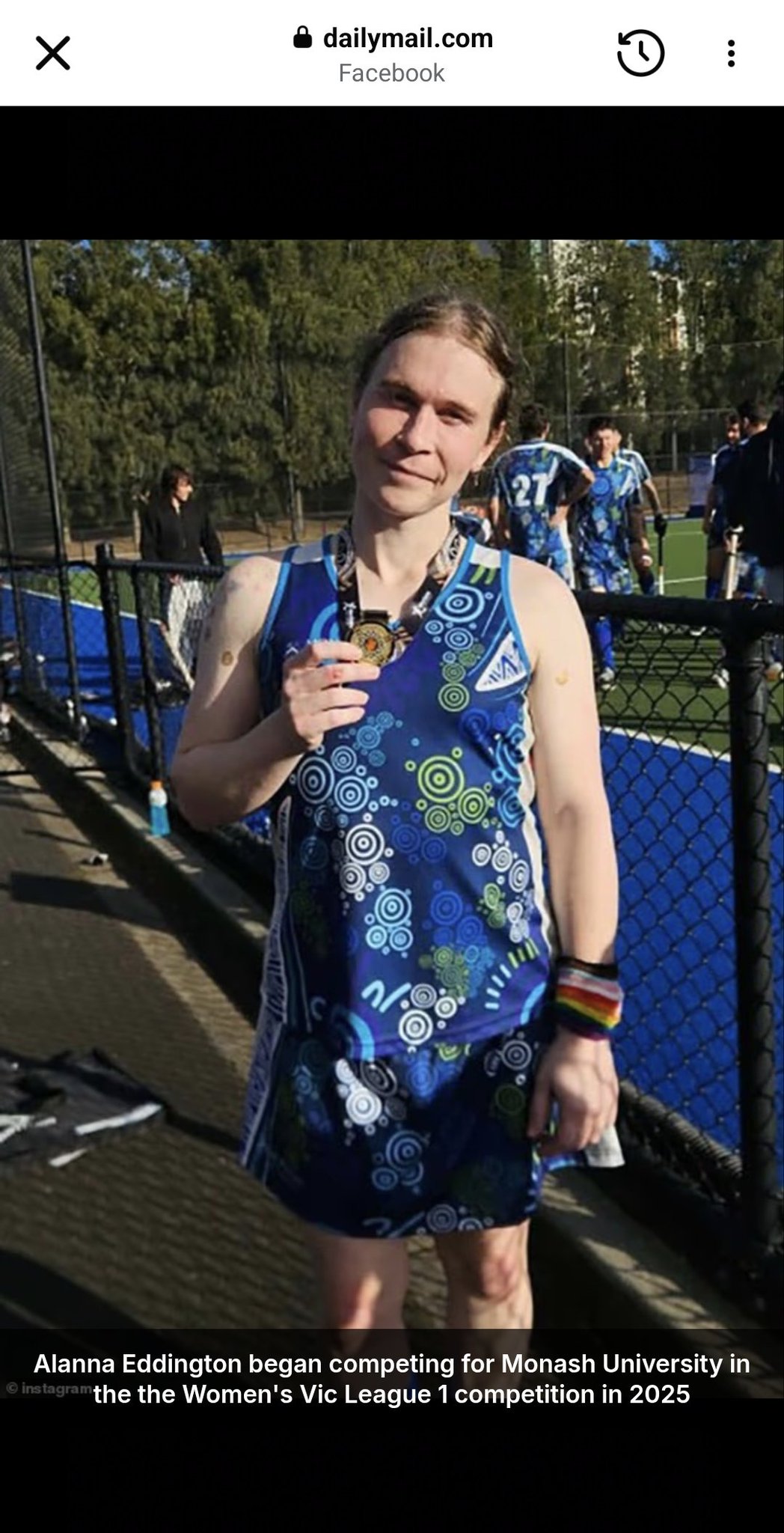 Image in @IfindRetards's post: Trans hockey player Alanna Eddington, who previously played men’s Premier League, just won Vic Wome…