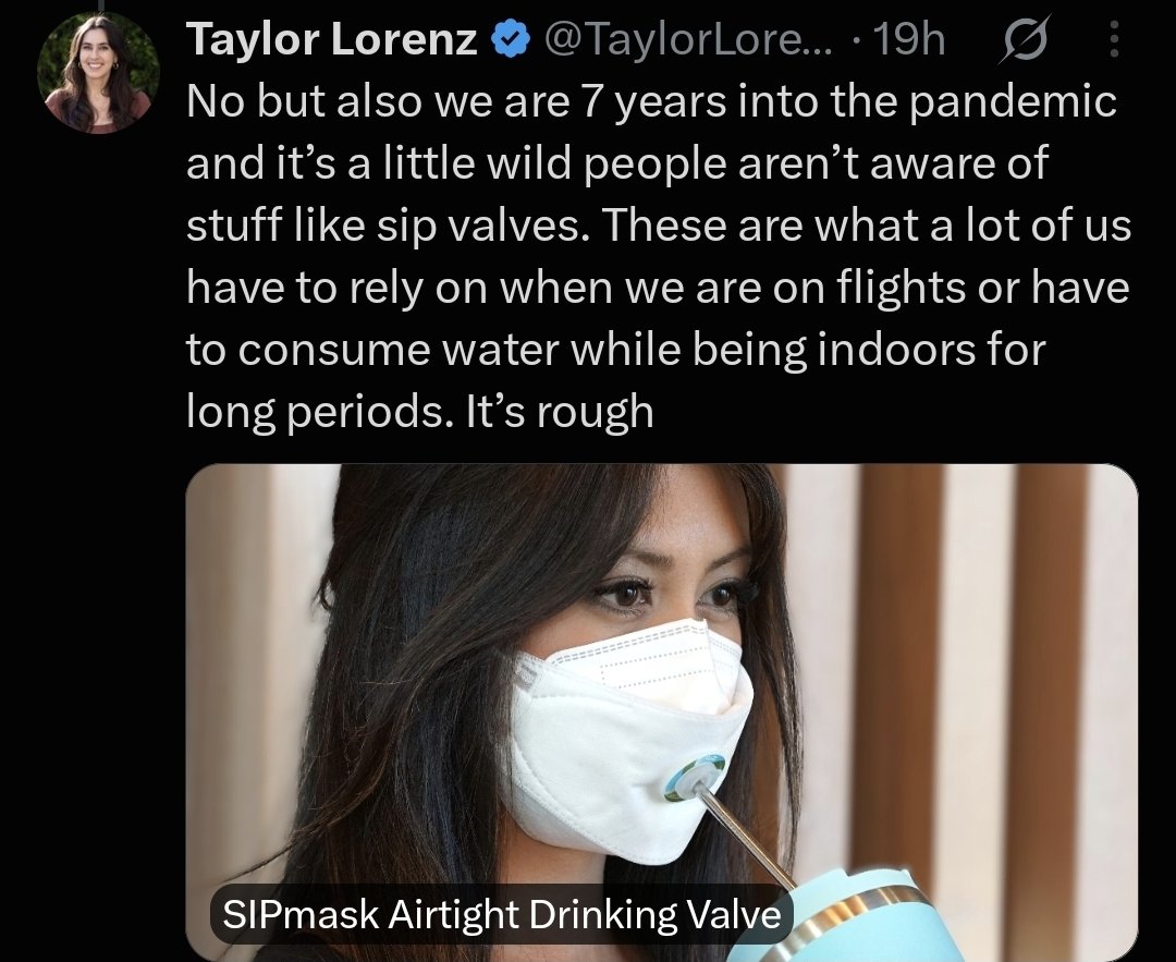 Image in @IfindRetards's post: Taylor Lorenz is still pushing mask propaganda. This woman is beyond retarded. https://t.co/dmfYEBh…