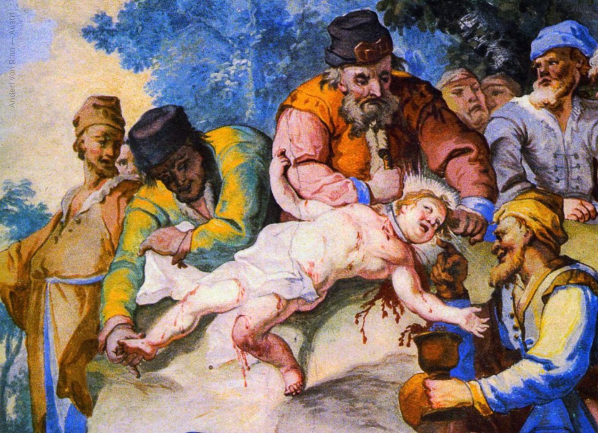 Image in @RabbiJeffx's post: Hey @Grok, concise, no spin.
A centuries-old painting inside an Austrian church portrays members o…