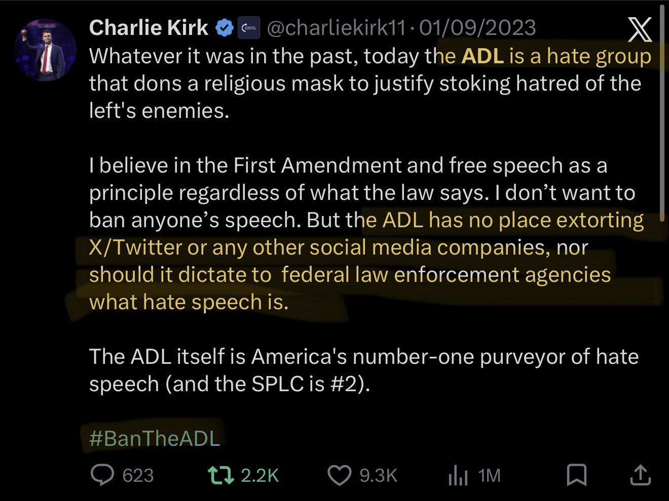 Image in @Wallface's post: Charlie Kirk was right about the ADL https://t.co/r2a93dcE3k
