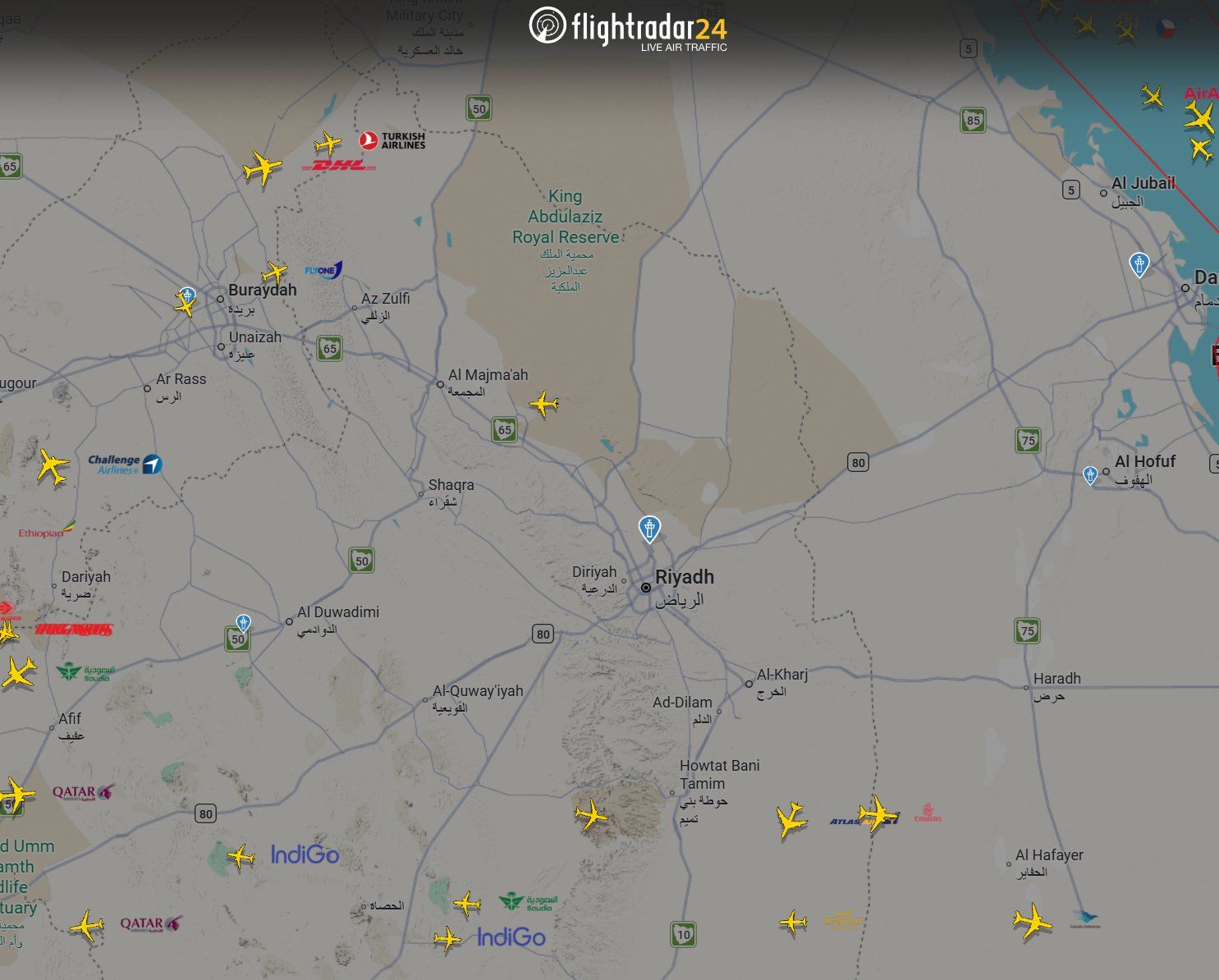 Image in @MarioNawfal's post: 🇸🇦🇾🇪 Riyadh's King Khalid International Airport will remain closed for at least another 24 hours.
…