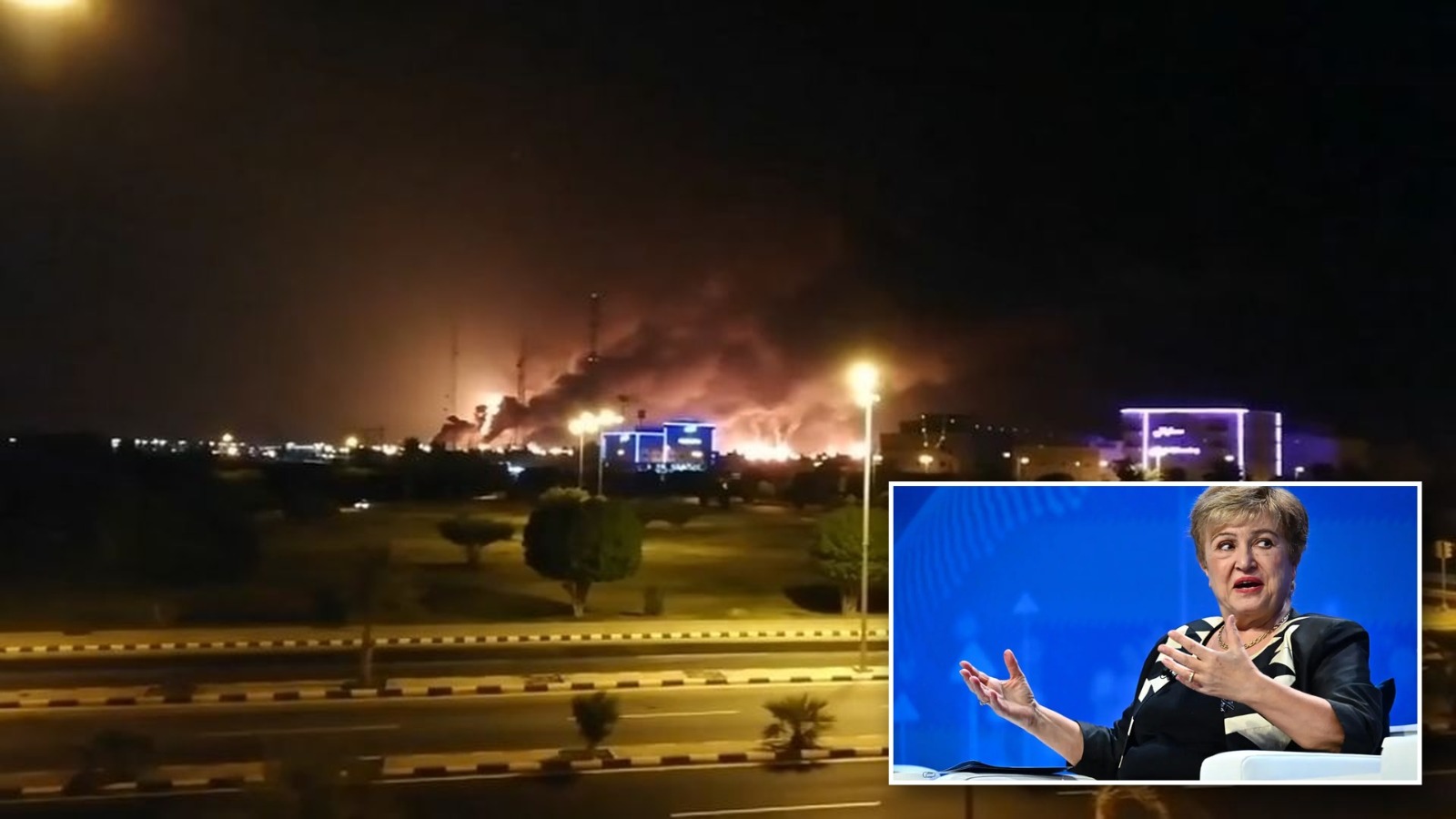 Image in @MarioNawfal's post: 🇸🇦 The head of the IMF is warning that the attacks on Saudi Arabia could end up hurting “everybody,…