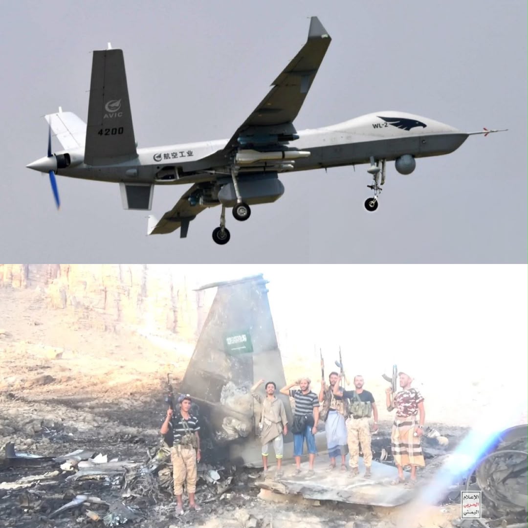 Image in @MarioNawfal's post: 🇾🇪🇸🇦 Houthis claim they shot down a Saudi Wing Loong II armed reconnaissance drone over Yemen’s Mar…