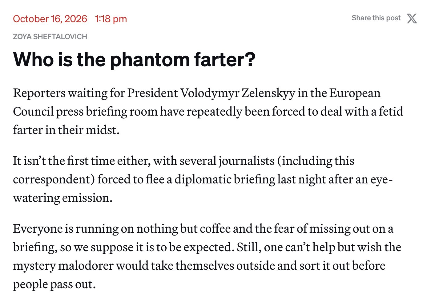 Image in @MarioNawfal's post: 🤢🇪🇺🇺🇦 I smell a traitor among us!
Someone’s been unleashing silent but deadly fury upon the Europe…