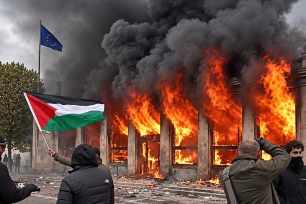 Image in @PenninahBloom's reply: @MarioNawfal @kim94206996 Hey Mario. Did you happen to Notice the Palestinian Flags? You seem to …