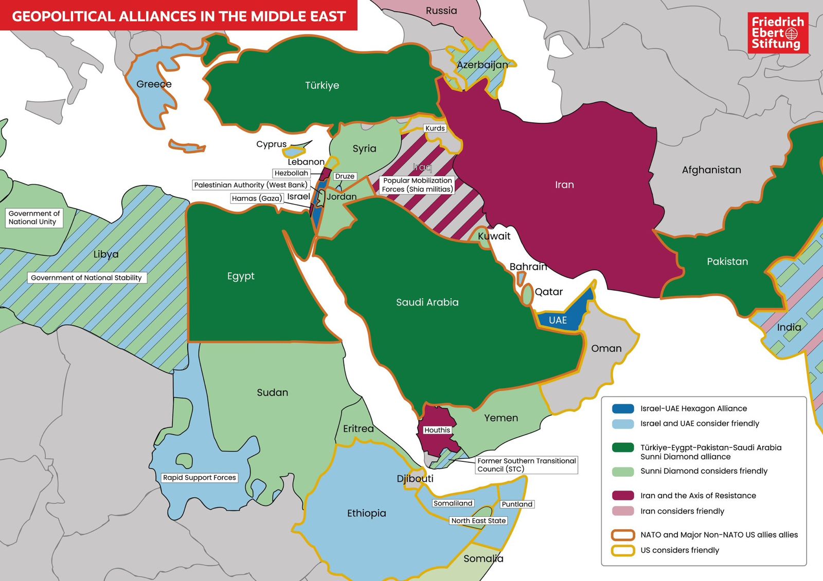 Image in @MarioNawfal's post: 🇮🇱🇮🇷🇸🇦 Here's one of the maps Netanyahu had on screen today, dividing the Middle East into factions…