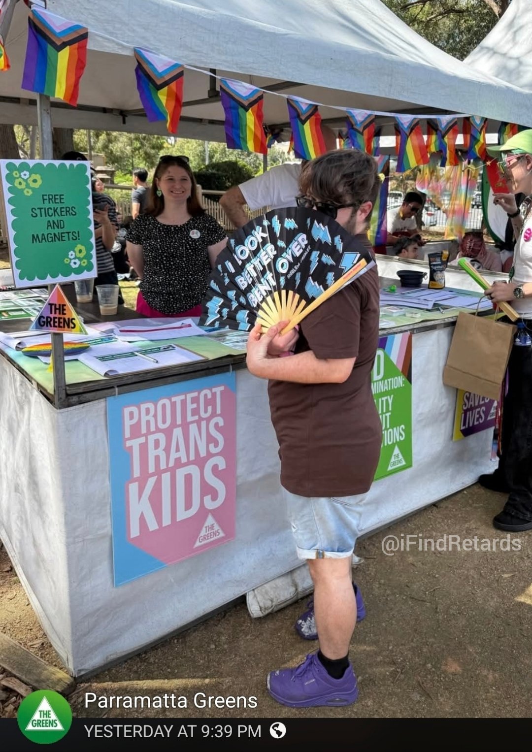 Image in @IfindRetards's post: A page associated with The Greens party in Australia proudly posted this ironic image of a person p…