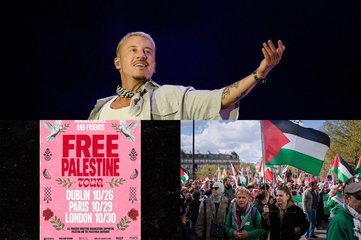 Image in @MarioNawfal's post: 🇺🇸🇵🇸 Macklemore’s “Free Palestine” tour has landed him in hot water again.
Ed Sheeran’s tour dropp…