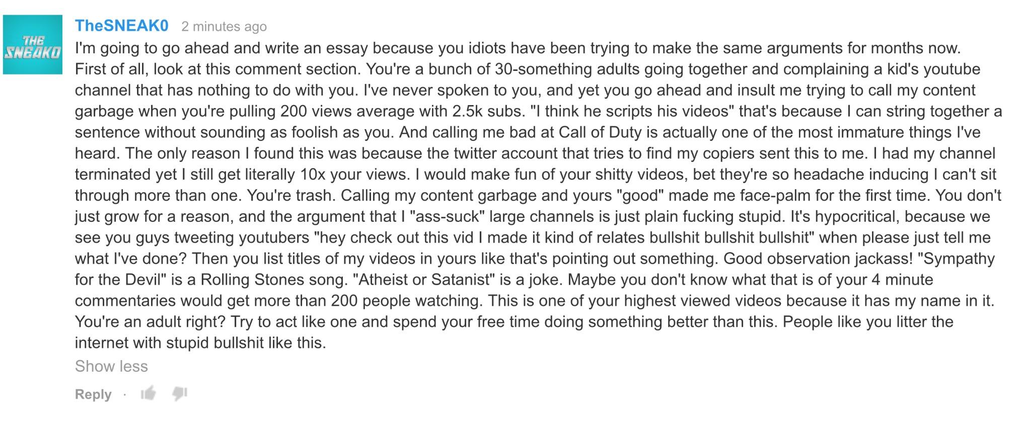 Image in @sneako's post: This works for most of the videos trying to call me out http://t.co/cHP37Xfdf3