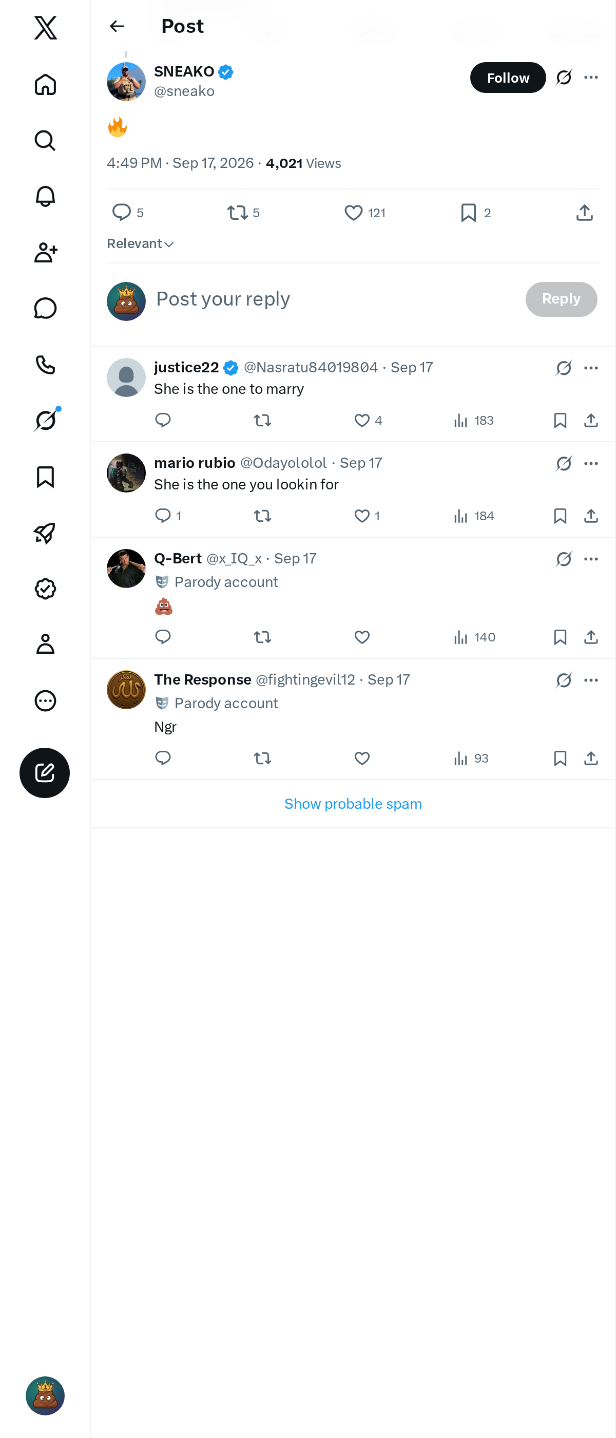 Snapshot 1 of @sneako's post from 2026-09-17