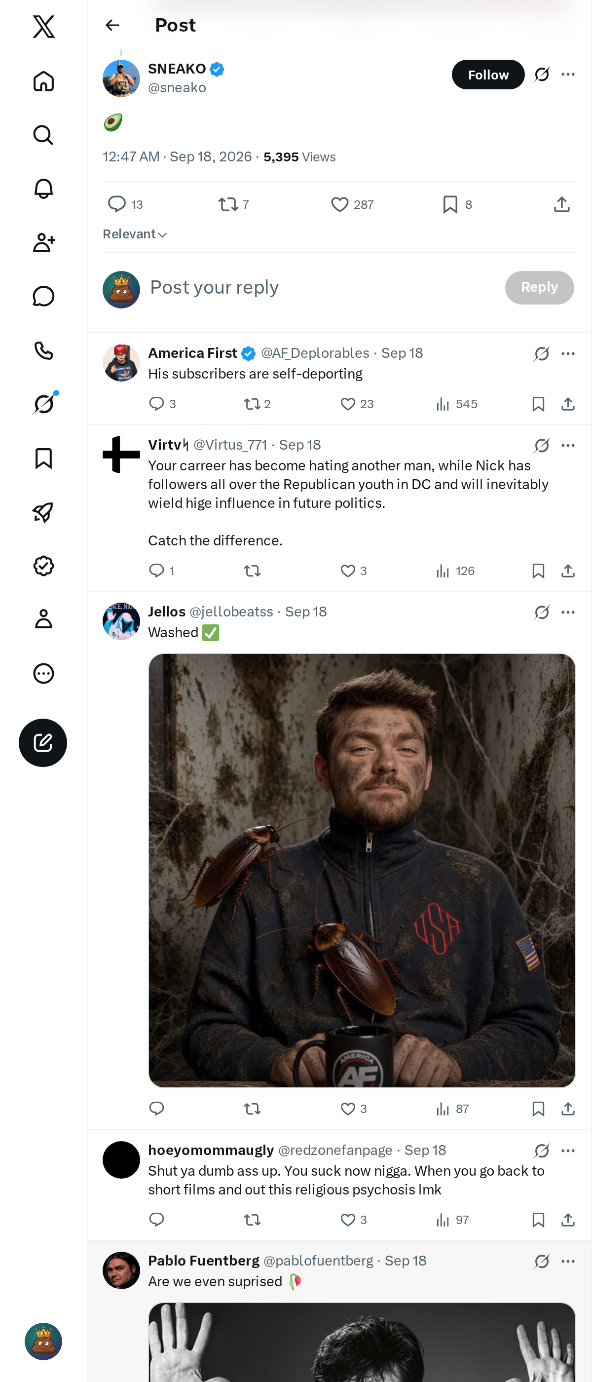 Snapshot 1 of @sneako's post from 2026-09-17