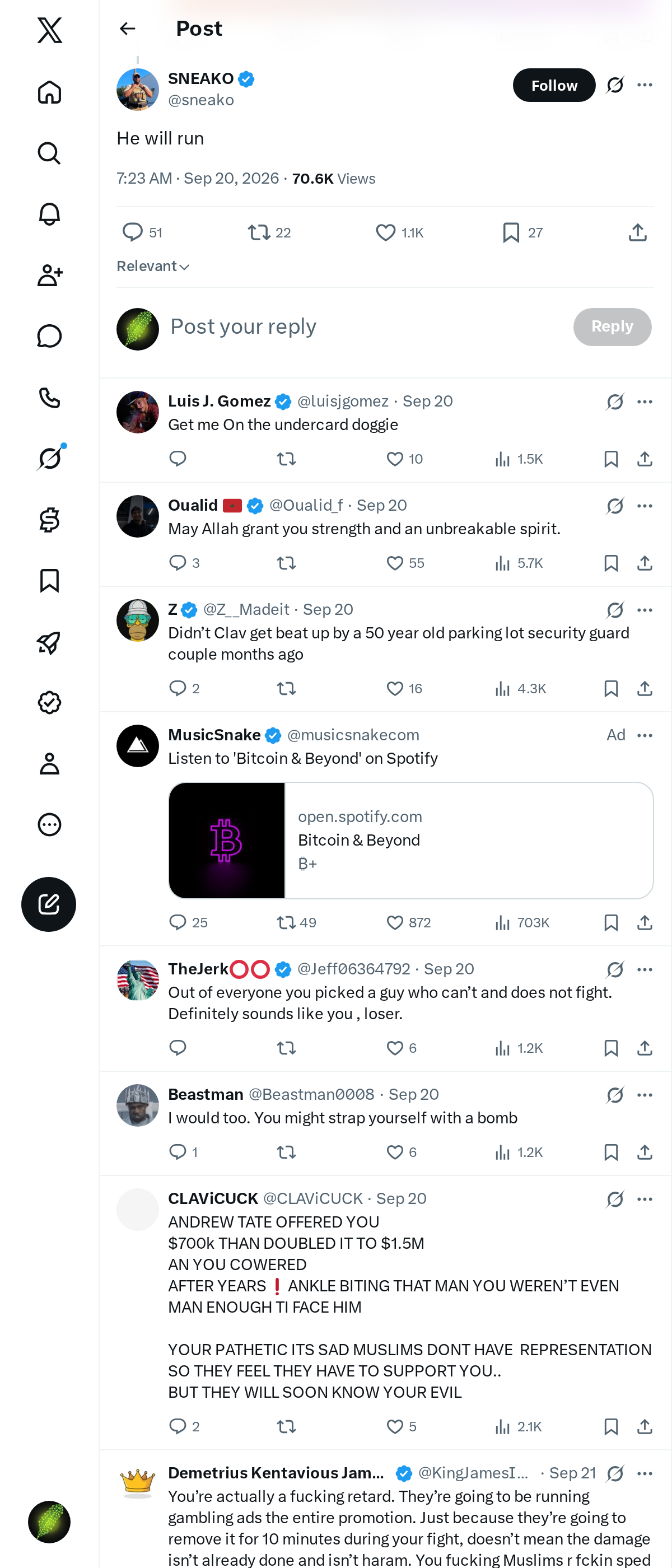 Snapshot 1 of @sneako's post from 2026-09-20