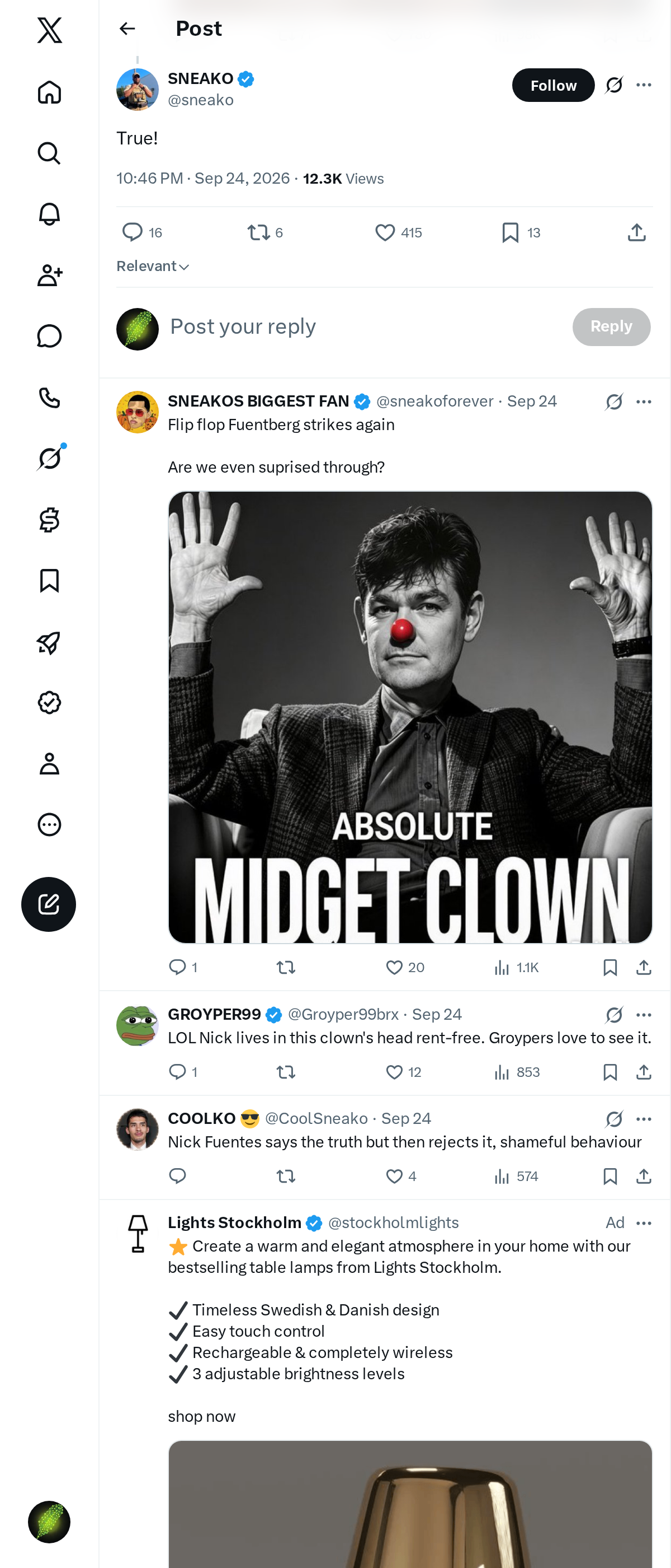 Snapshot 1 of @sneako's post from 2026-09-24